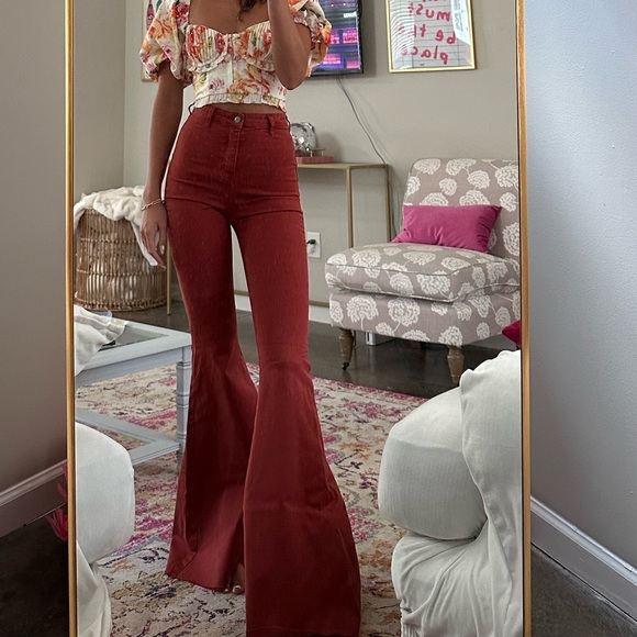 Orange Flared Jeans - Picture 1 of 3